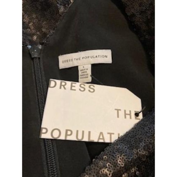 NWT Dress The Population Bree black Sequin Mini Sheath Dress size L - Picture 6 of 9